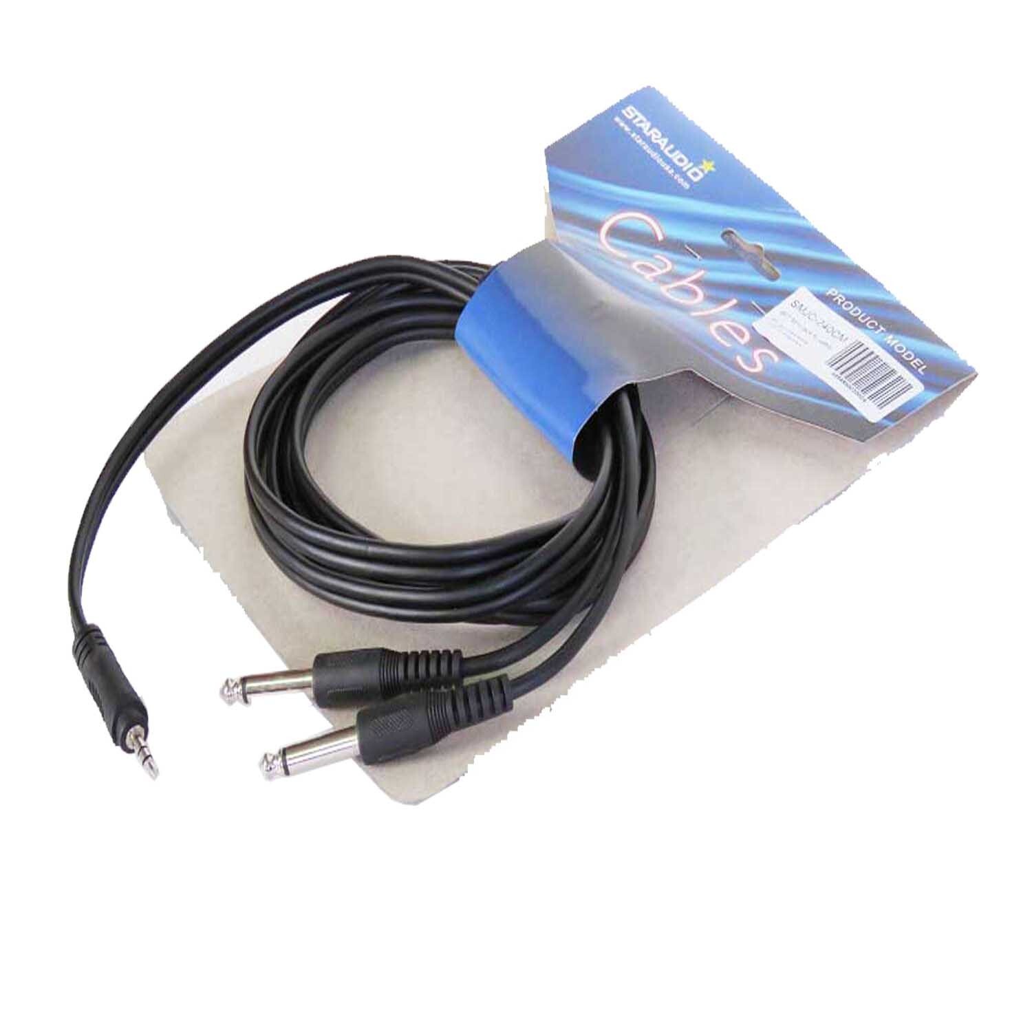 3.5mm Male Stereo Audio Cable to Dual 1/4 Inch Male Mono DJ Mixer Cable Cord 8ft