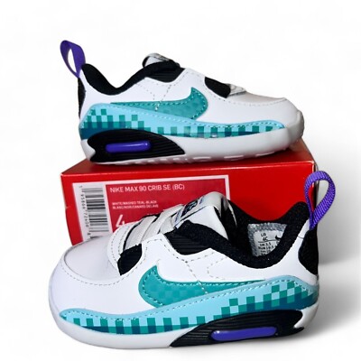 Nike Air Max 90 Crib SE ''White Psychic Purple Washed Teal'' DJ8043-100 Infant 4C