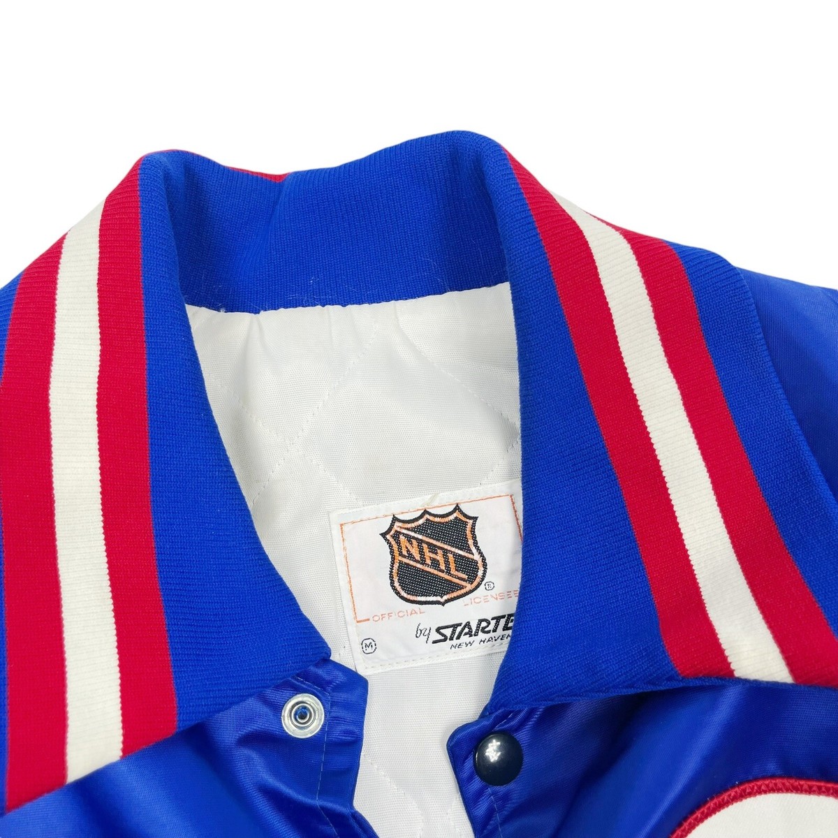 Vtg 80s Rare NHL Winnipeg Jets Point Collar Starter Satin Bomber