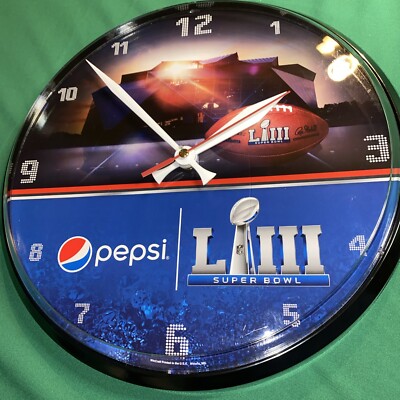 Pepsi Miami NFL Super bowl LIII (53Blue Logo Working Wall clock