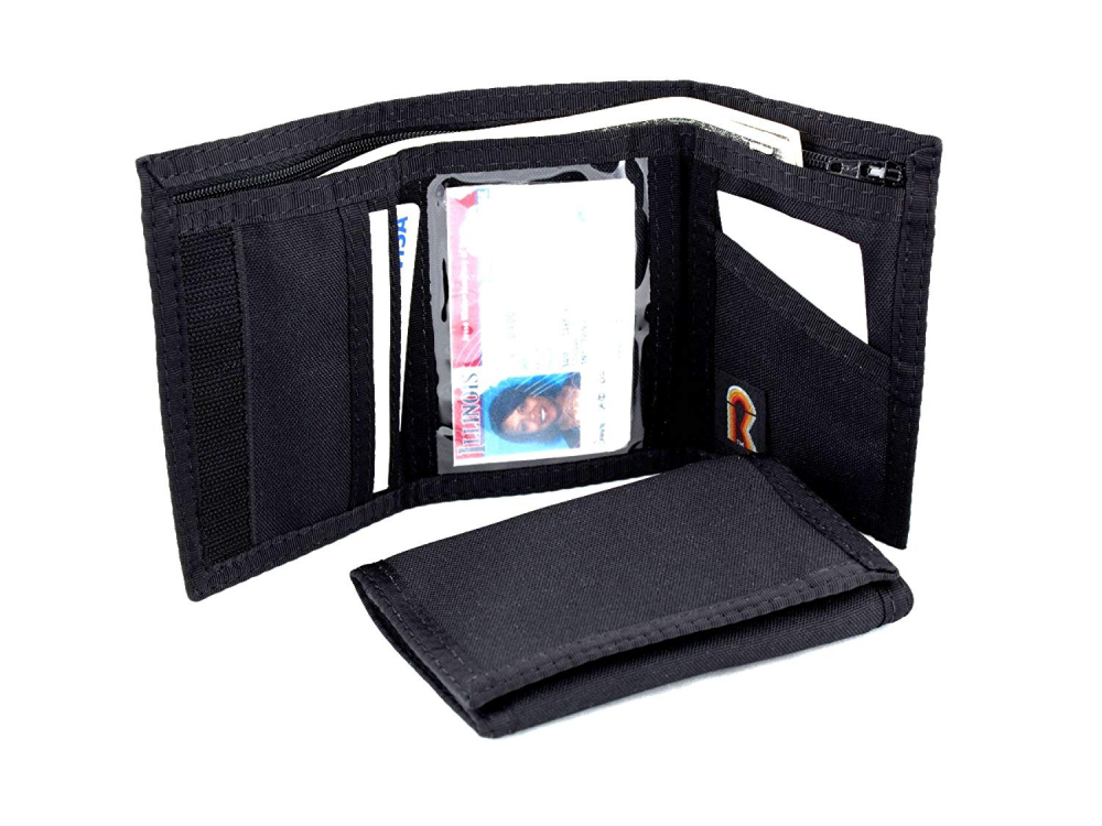 Men's Trifold Nylon Wallet w/Inside ID. Hook and Loop Closure. Made in USA eBay