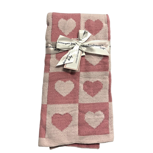 Little Giraffe x Cupcakes and Cashmere Pink Heart Baby Blanket NWT Soft Knit - Picture 2 of 4