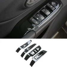 Glass Window Lifting Lock Panel Cover Trim For Jeep Cherokee 14-20 Bright Black