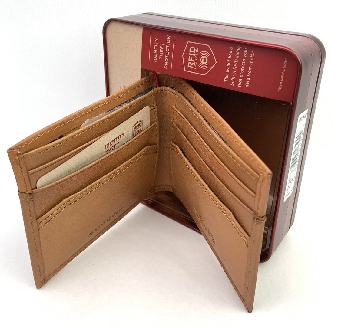 LEVI S Men Genuine Leather Wallet w Valet RFID Protection Tan