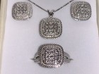*LAST 1* Kay Jewelers Sterling Silver 9 Diamond Ring Necklace Earring Trio Set — photo 1
