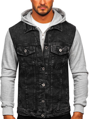 Jeansjacke Jacke Sweatjacke Übergangsjacke Kapuze Men Classic Herren BOLF Casual