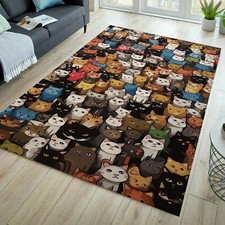 Alfombra para gatos, alfombra para animales, alfombra con patrón de gato, alfombra temática para gatos, alfombra con patrón de animales
