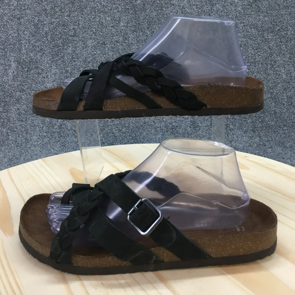 White Mountain Sandals Womens 10 M Harrington Slides Black Leather Open W30609 - Image 2 of 4