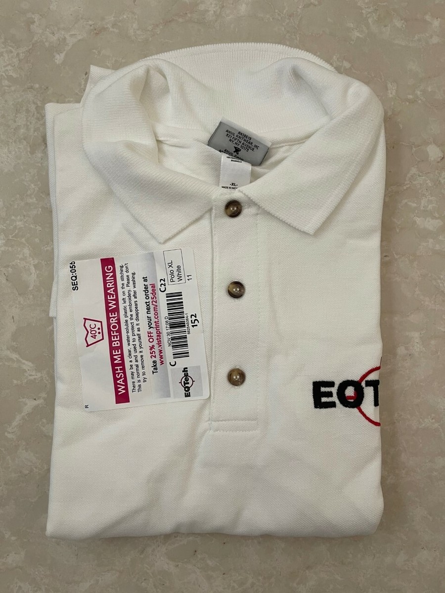 NEW WITH TAG EOTECH LOGO MEN'S POLO SHIRT - WHITE - XL - X-LARGE