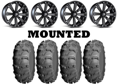 Kit 4 ITP Mud Lite XXL Tires 30x10-14/30x12-14 on MSA M20 Kore Black Wheels ACT