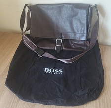 Hugo Boss Leather Messenger Bag Satchel Brown - with original protective bag