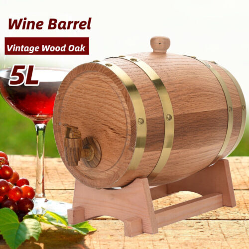 5L Wine Barrel Oak Timber Wooden Whiskey Beer Rum Spirits Brewing Port Barrel AU - Picture 1 of 10