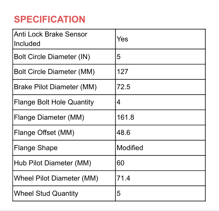 后轮轴承和轮毂组件适用于 2008 - 2012 年克莱斯勒 Town & Country — 第 2/4 张图片