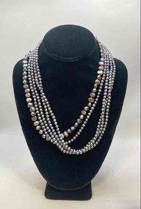 14K Gold Black Freshwater Pearl Strand Necklace