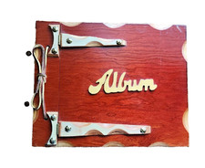 Vintage Hand Carved Wooden Photo Album Cover Front Cover Hinged 8" x 12 OOAK