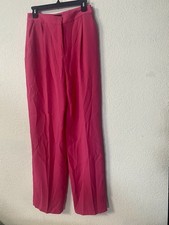 ZARA Women's Pink Wide Leg High-Rise Relaxed-Fit Trousers SZ M
