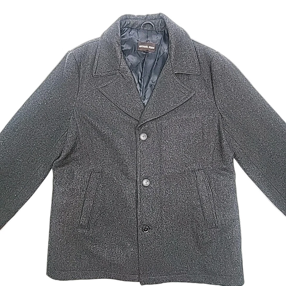 Michael Kors Pea Coat Gray Wool Blend Size XLT Tall Button Pockets Lined Winter - Image 2 of 4