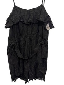 Guess SL Francine Lace Romper Womens XL Black Sleeveless Ruffle Trim Adjustable