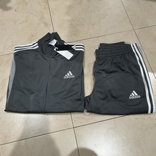 adidas men Gray Trefoil 3-Stripes Track Suit Jogging Outfit Pants And Jacket