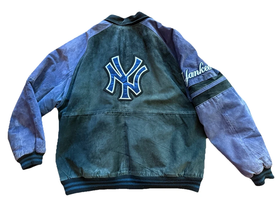 Chaqueta de Cuero Vintage NY YANKEES Cremallera Completa Talla XL Carl Banks G-3 Foto 3 de 4
