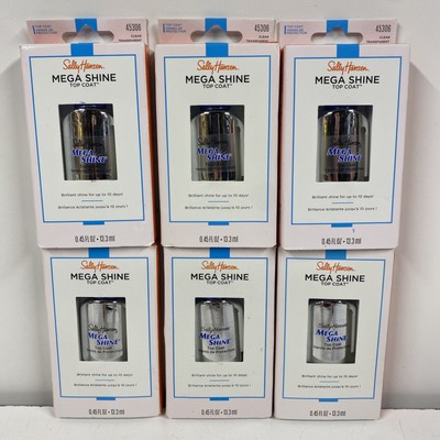 LOT x6 SALLY HANSEN Mega Shine Top Coat Nail Protection 45306 Clear 0.45 Fl Oz