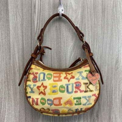 Vintage Dooney & Bourke Rainbow Scribble Crayon Logo Schultertasche PS2008389