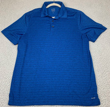 Champion Duo Dry Polo Shirt Men s Large Blue Striped Athletic Performance Short