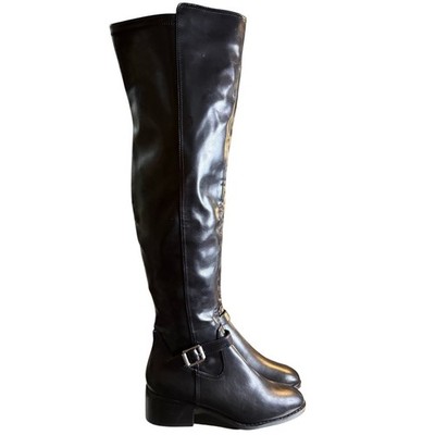 DV Dolce Vita Elyse Over-The-Knee Buckle Block Heel Boot, Black, Women's 7.5