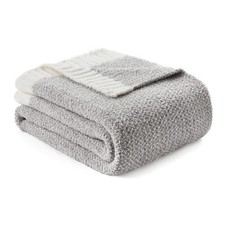Cozy Reversible Throw Blanket - Soft Warm Plush Fuzzy Knit for Couch  Bed 50"x6