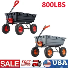 Wheelbarrow Heavy Duty Wagon Garden Cart Yard Dump Lawn Utility Steel 800 lbs