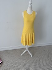 Michael Kors Yellow Eyelet Sleeveless A-Line Short Floral Dress Round Neck XS