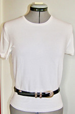 VINTAGE FULL GRAIN BLACK LEATHER SILVER CONCHO MEDALLION BELT- SOUTHWEST-Size: L