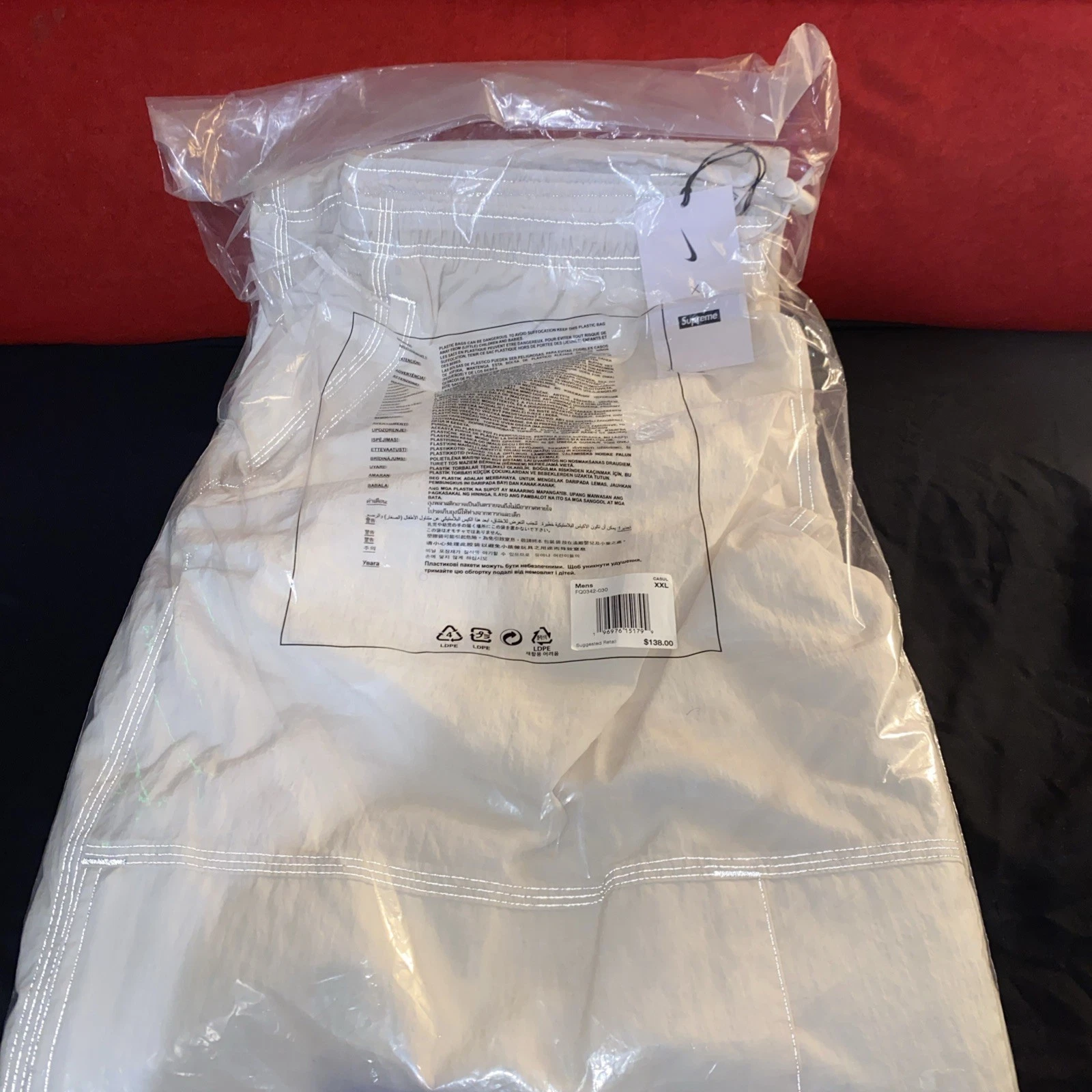 Pantalon de survêtement Supreme x Nike taille XXL blanc 