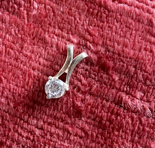 Solitaire Diamond Pendant, Genuine Diamond, Sterling Silver Setting