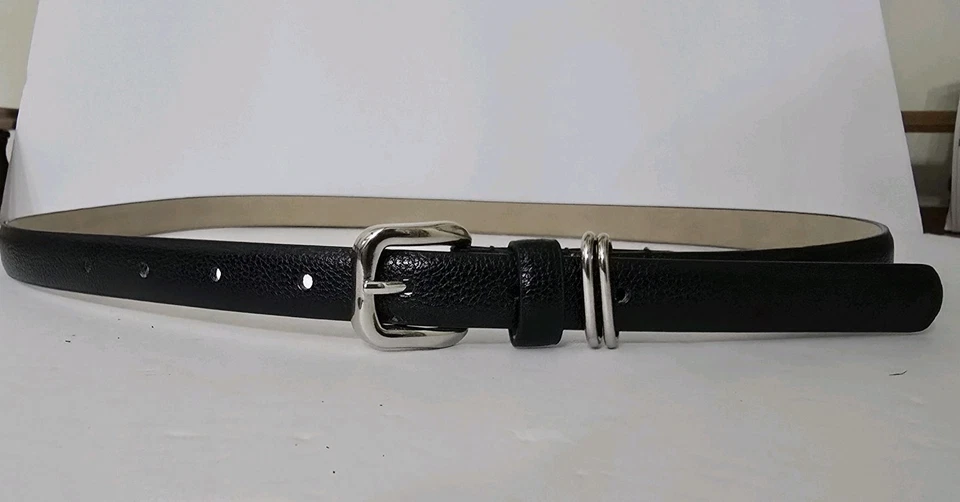 Steve Madden Belt Women's  Black Vegan Leather Silver Buckle 33” - 38" NEW - Image 2 of 3