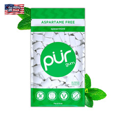 PUR Gum Aspartame Free Chewing Gum 100 Xylitol Natural Spearmint Flavored