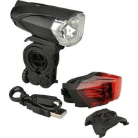 Fischer 85354 Fahrrad Beleuchtungs-Set 35 Lux Led/Usb-Beleuchtungsset Akku.