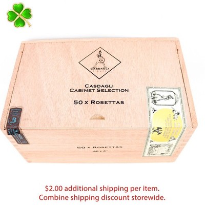 Casdagli Cabinet Selection Rosettas 46 x 4 Wood Cigar Box  7.5'' x 4.75'' x 4''