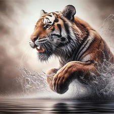 Diamond Art Kits Tiger for Adult, Round Diamond Painting Kit for Beginners,