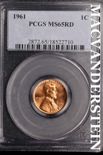 1961 Lincoln Memorial Cent - PCGS MS65RD - Scarce  No Reserve  #SLK217