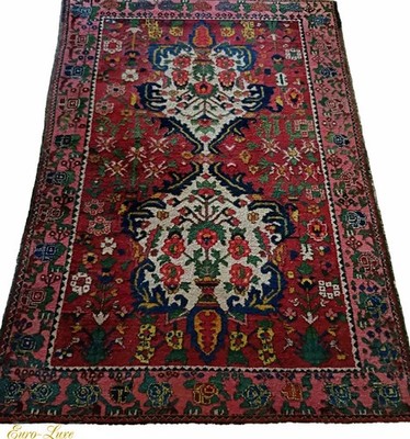 1930's MAKTABI RARE PERSIAN HAND-KNOTTED ANTIQUE MULTICOLOR MEDALLION RUG CARPET