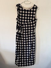 Phase Eight Dress Spotty Polka Dot Midi Ruched Sleeveless Size 12 Party Formal