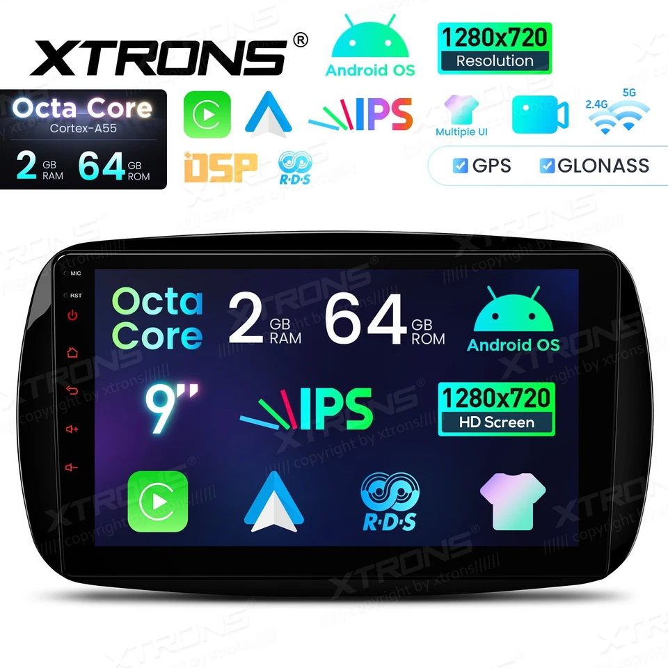 9 Zoll Für Smart Fortwo 451 453 Autoradio Android 14 64G GPS CarPlay RDS DSP IPS - Bild 2 von 4
