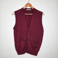 Peter Christian Fine Merino Knitwear Vest 100 Wool Burgundy Red Mens Size M