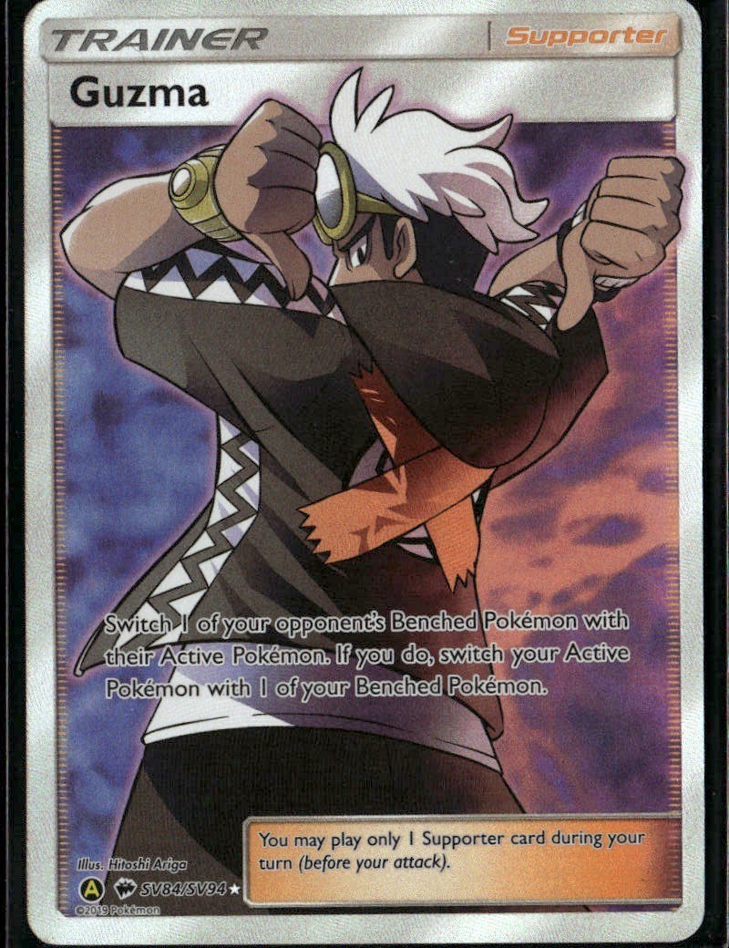 Guzma Shiny Holo Rare Hidden Fates Shiny Vault SV84/SV94 Supporter Pokemon Card