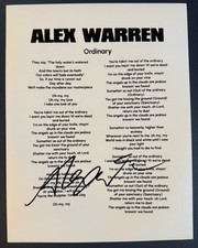 ALEX WARREN SIGNED ORDINARY LYRIC SHEET POP SINGER AUTOGRAPH AUTHENTIC COA ALEX WARREN SIGNED ORDINARY LYRIC SHEET POP SINGER AUTOGRAPH AUTHENTIC COA