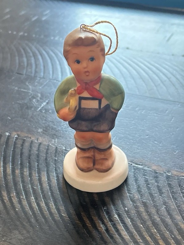 Schmid Hummel 1983 First Edition Christmas Ornament Ceramic Boy with Bird