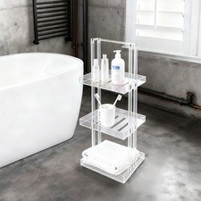 Acrylic Standing Shower Shelf 3 Tier Shower Organizer Stand, Corner Shower Caddy