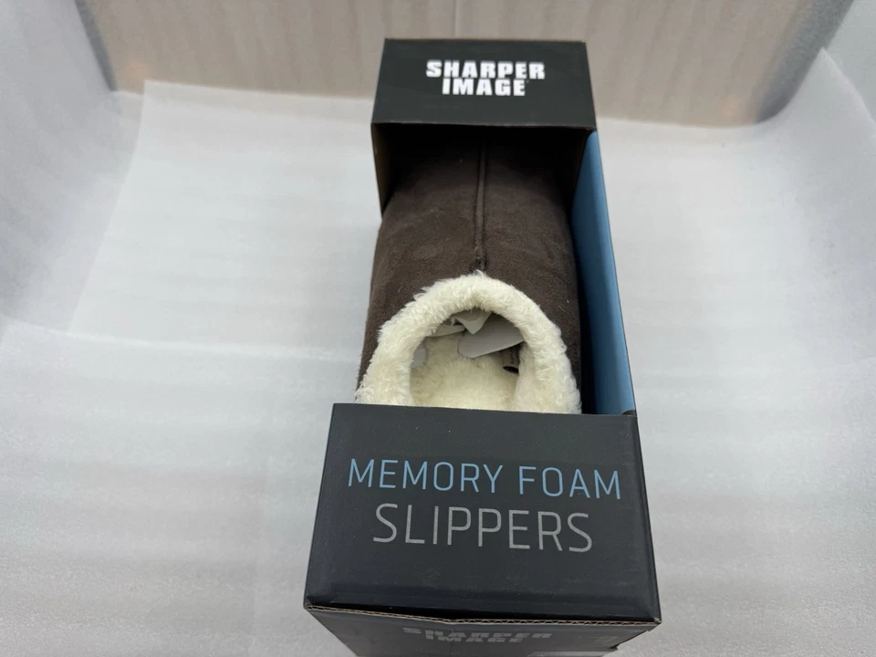 New Sharper Image Unisex Slippers Memory Foam Men(9-10) Women(10-11) Brown NIB - Image 4 of 4