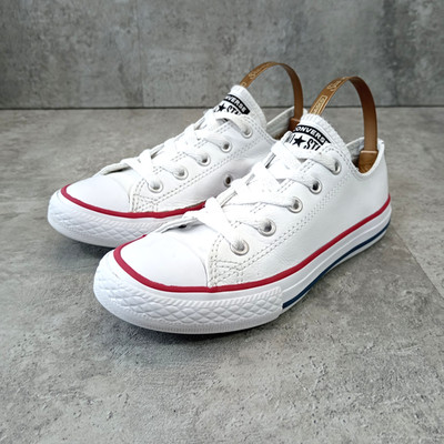 Converse Chuck Taylor All Star Low Top Weiß Leder Sneaker Unisex UK 13,5